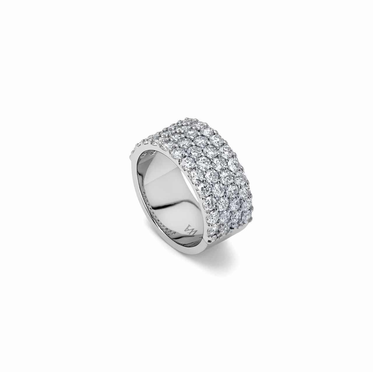 White Diamond Four-Row Ring