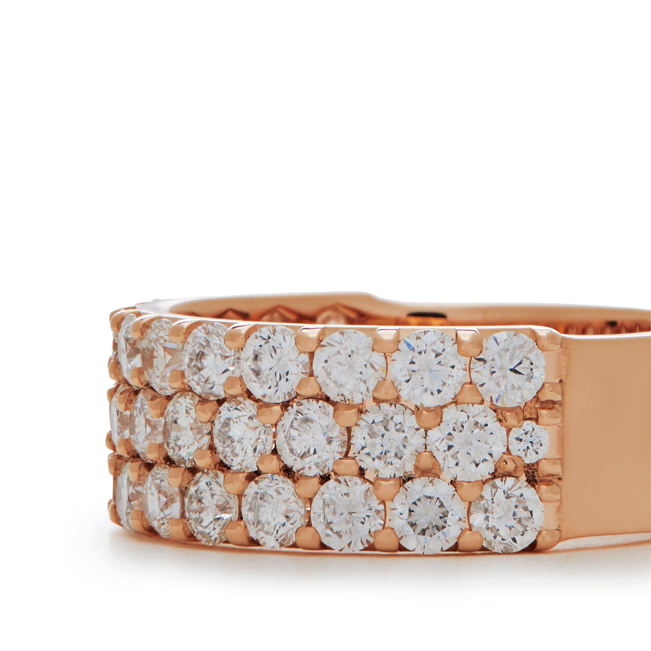 White Diamond Three-Row Ring