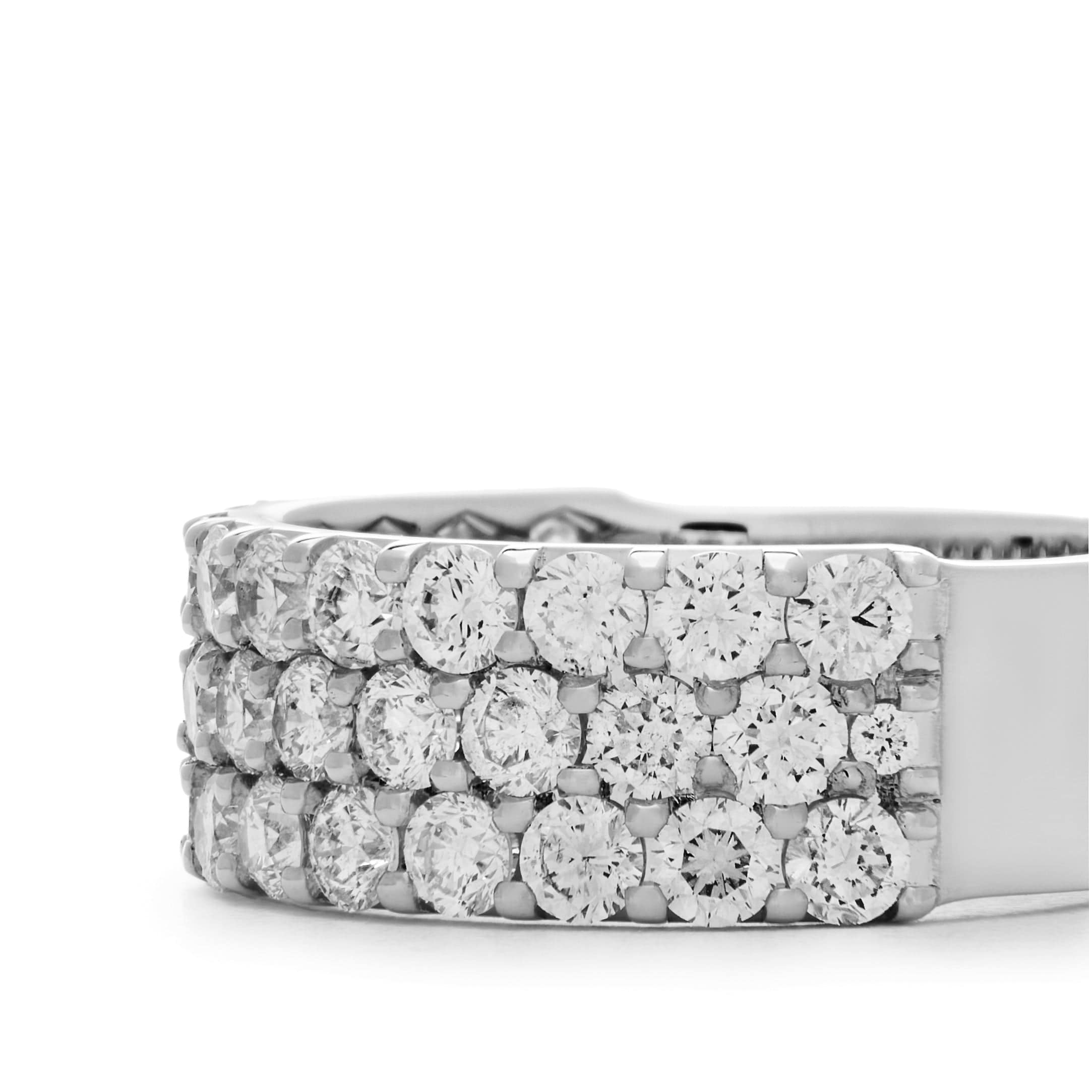 White Diamond Three-Row Ring