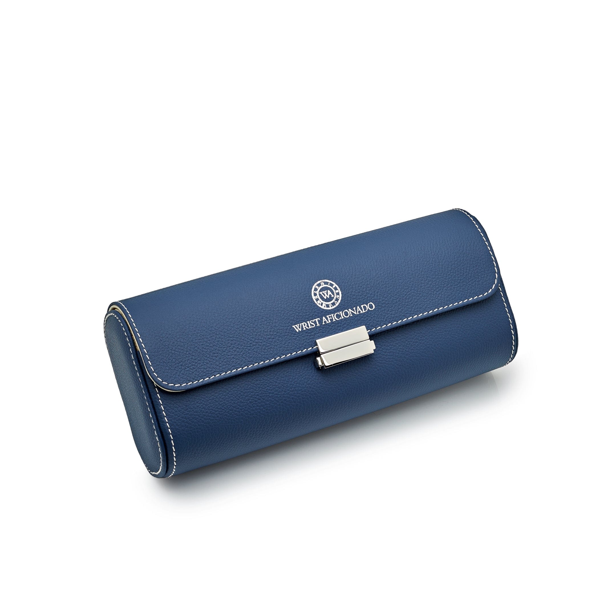 Wrist Aficionado 4-Piece Watch Roll Blue and Ivory