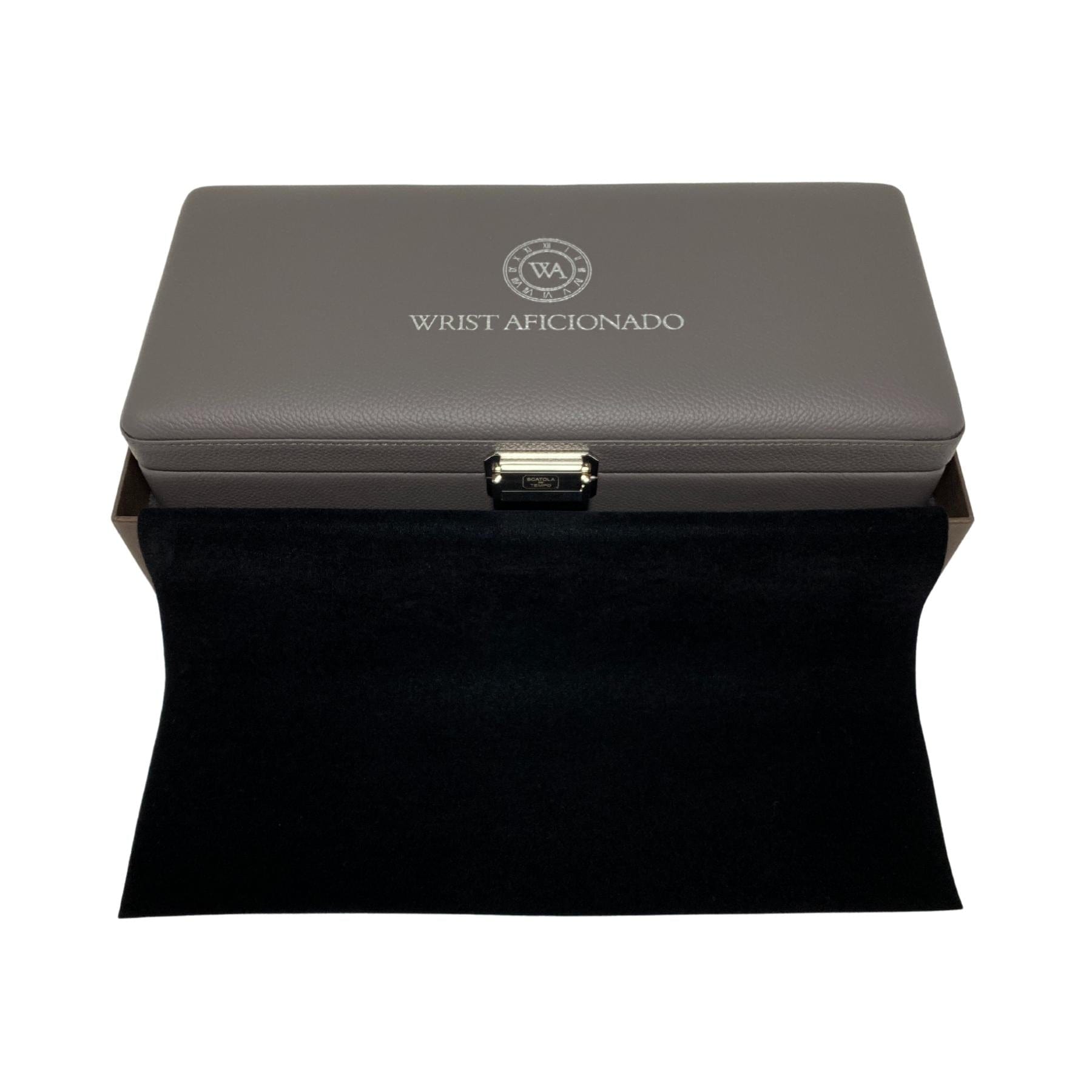 Watch Cases Wrist Aficionado Grey and Orange Leather Watch Box for 4 Watches Wrist Aficionado