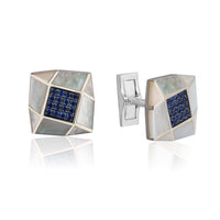 Thumbnail for Cufflinks 18k White Gold Cufflinks with Pinctada Maxima set with blue sapphires Wrist Aficionado