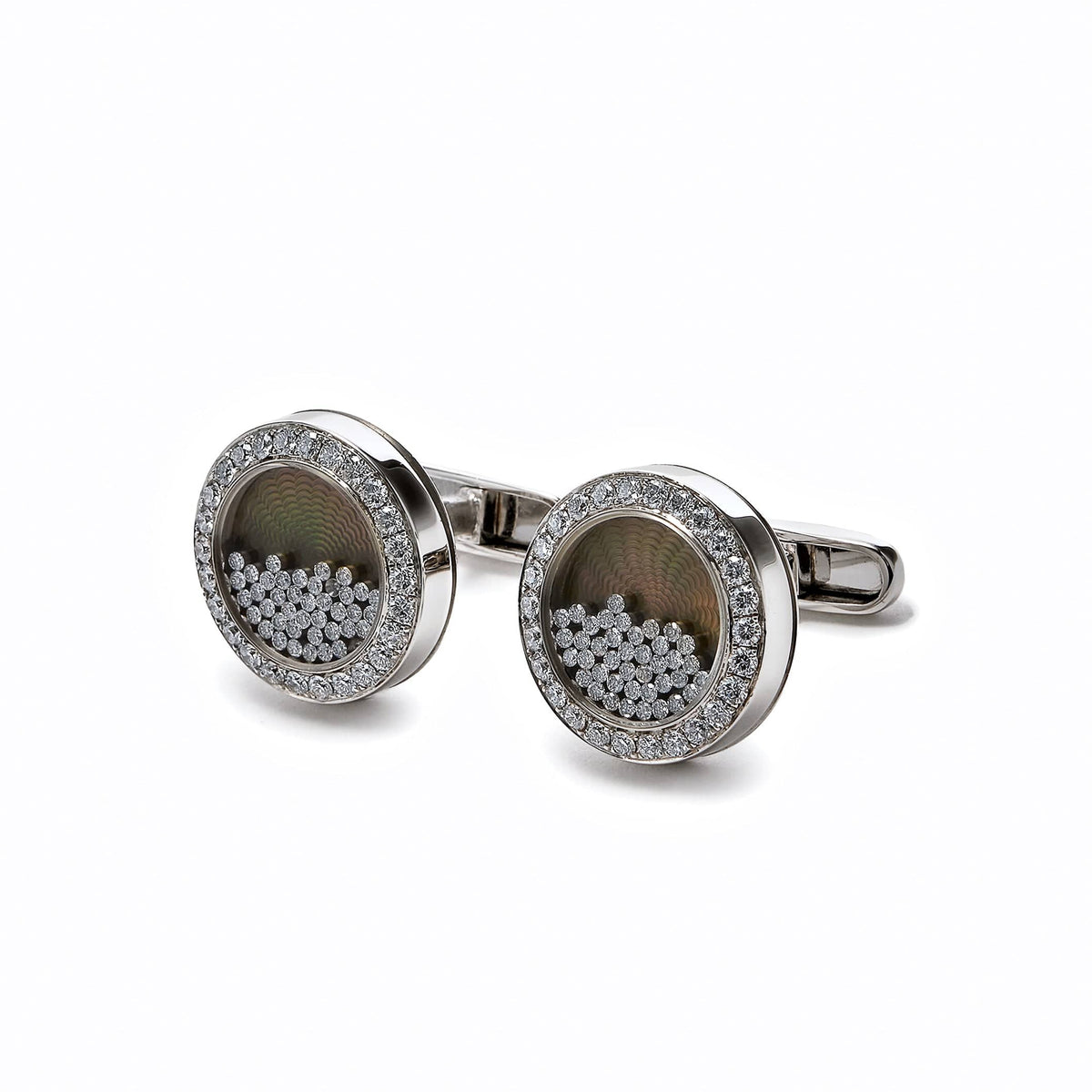 18k White Gold Diamond Cufflinks