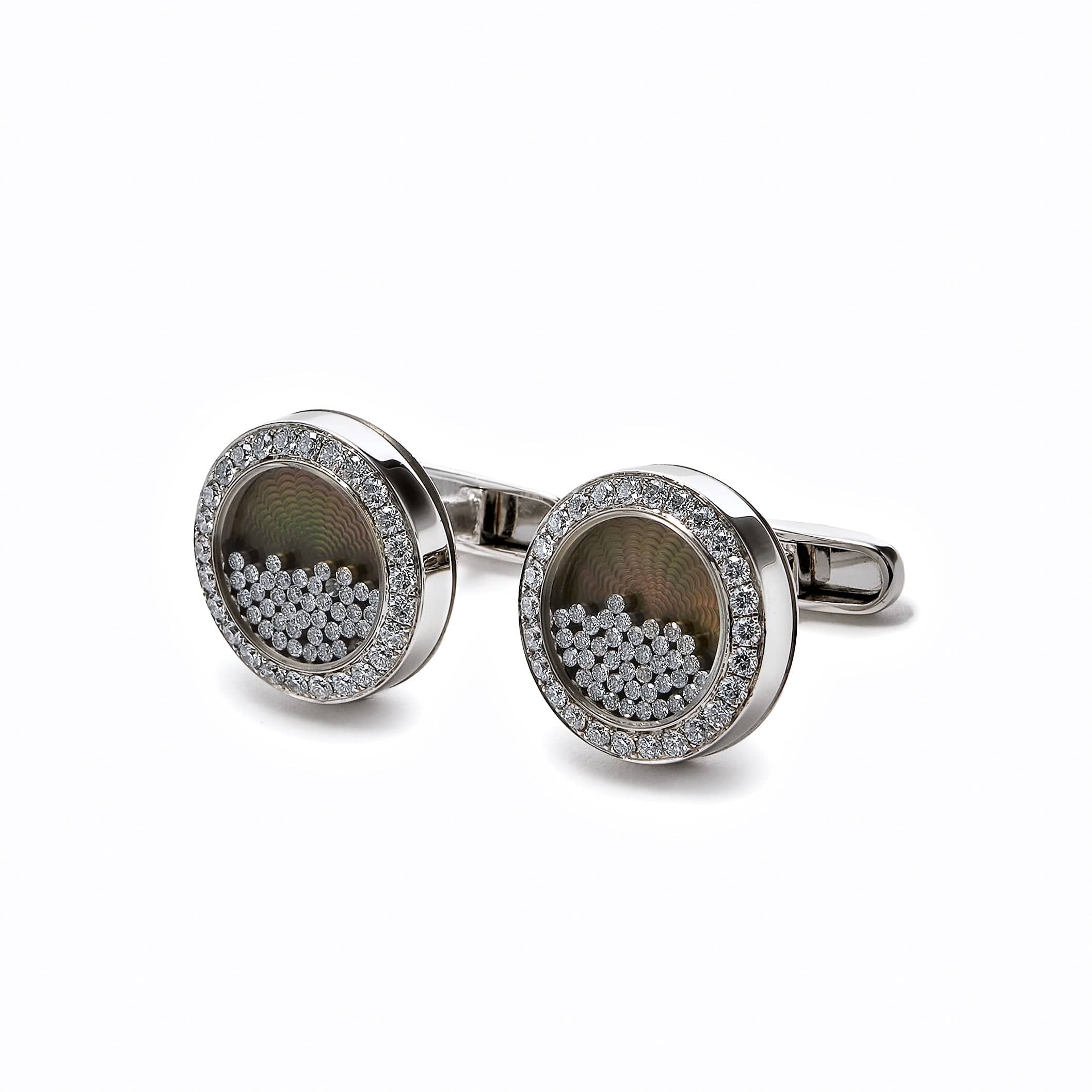 Cufflinks 18k White Gold Diamond Cufflinks Wrist Aficionado