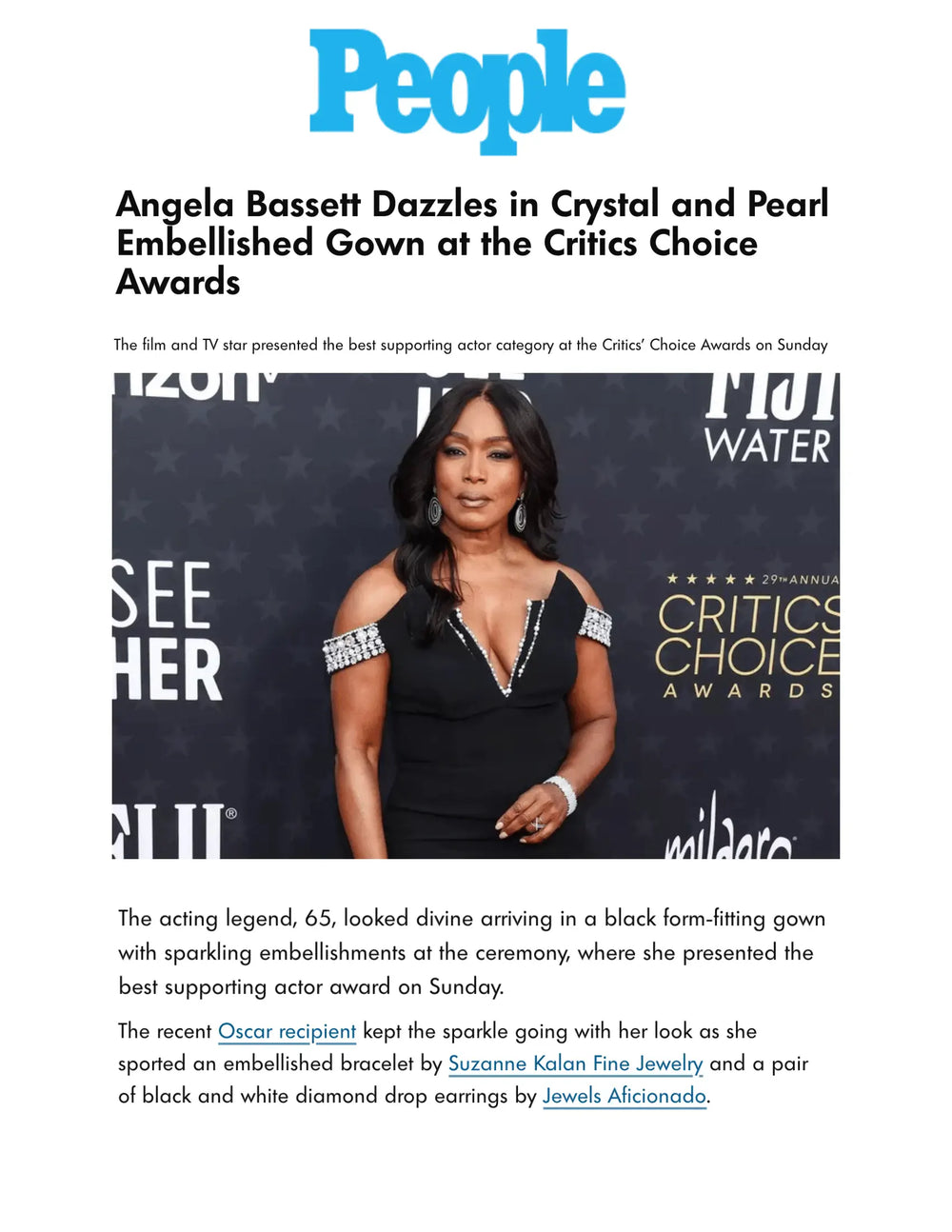 Angela Bassett Dazzles in Crystal and Pearl Embellished Gown at the Critics Choice Awards