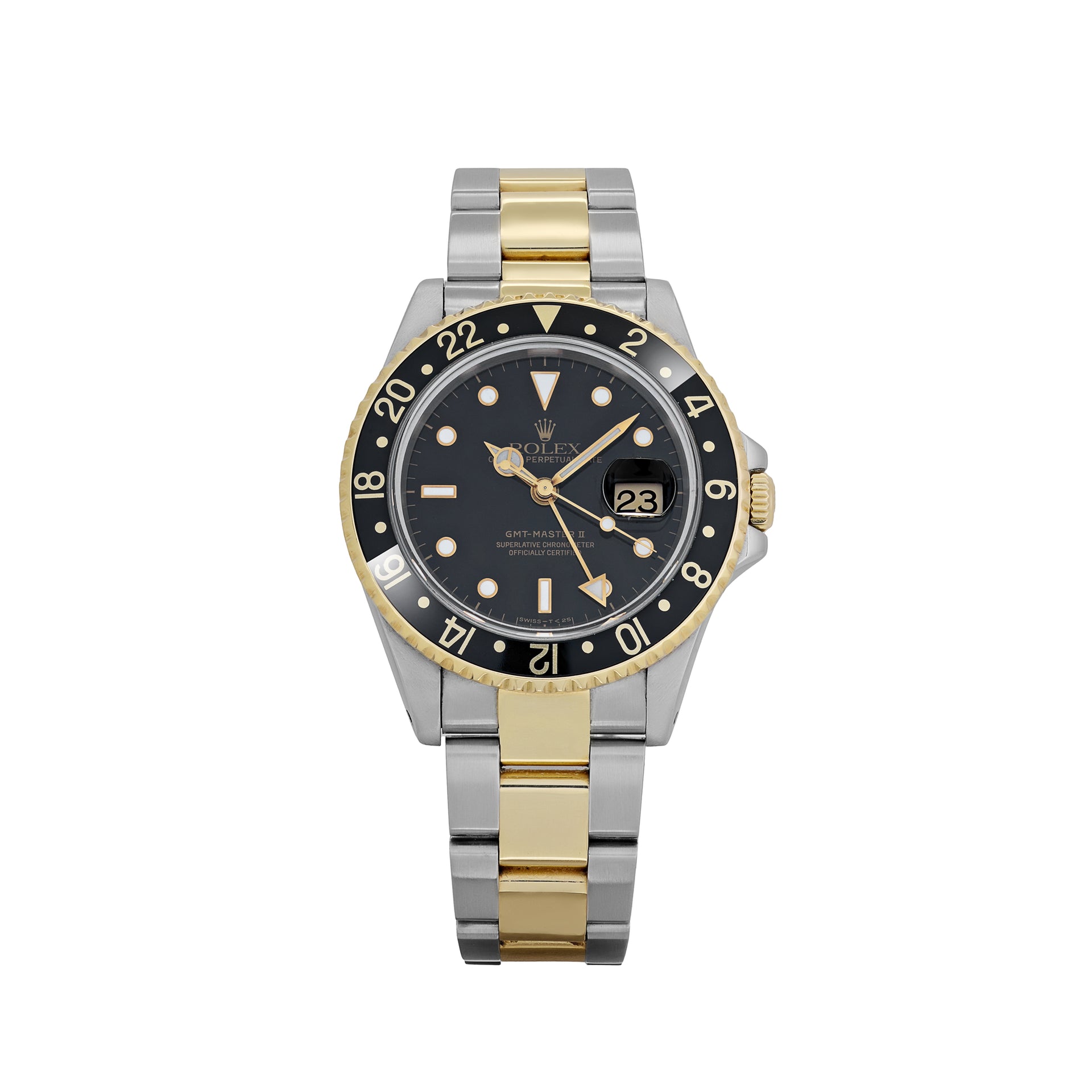 Rolex GMT-Master II 16713 Stainless Steel Yellow Gold Black Dial