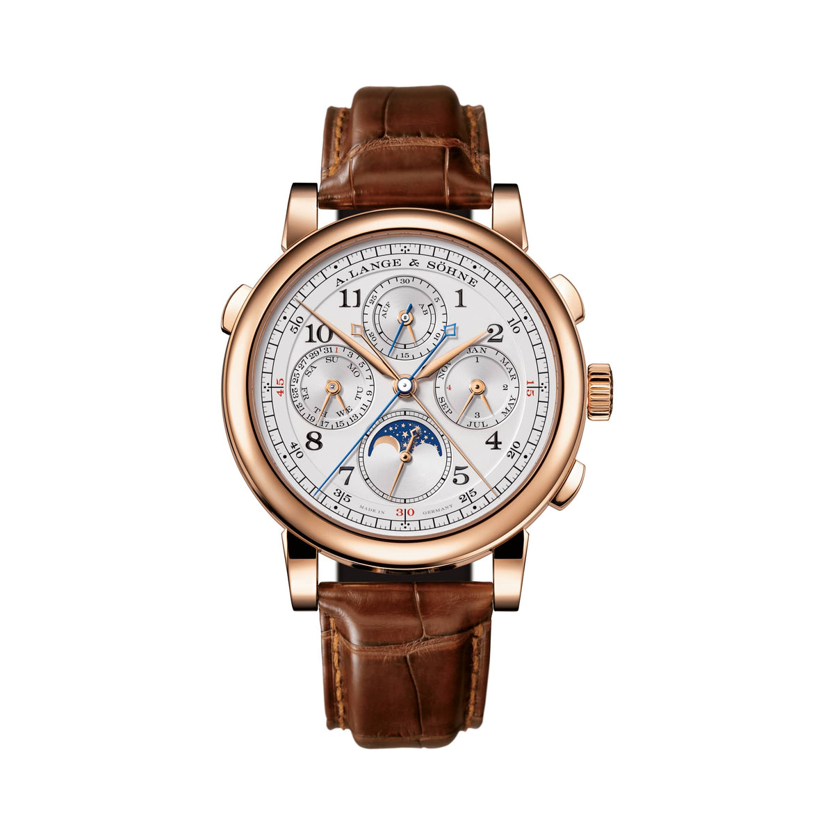 A. Lange & Söhne 1815 Rattrapante Perpetual Calendar 421.032FE Rose Gold Silver Dial (2026)