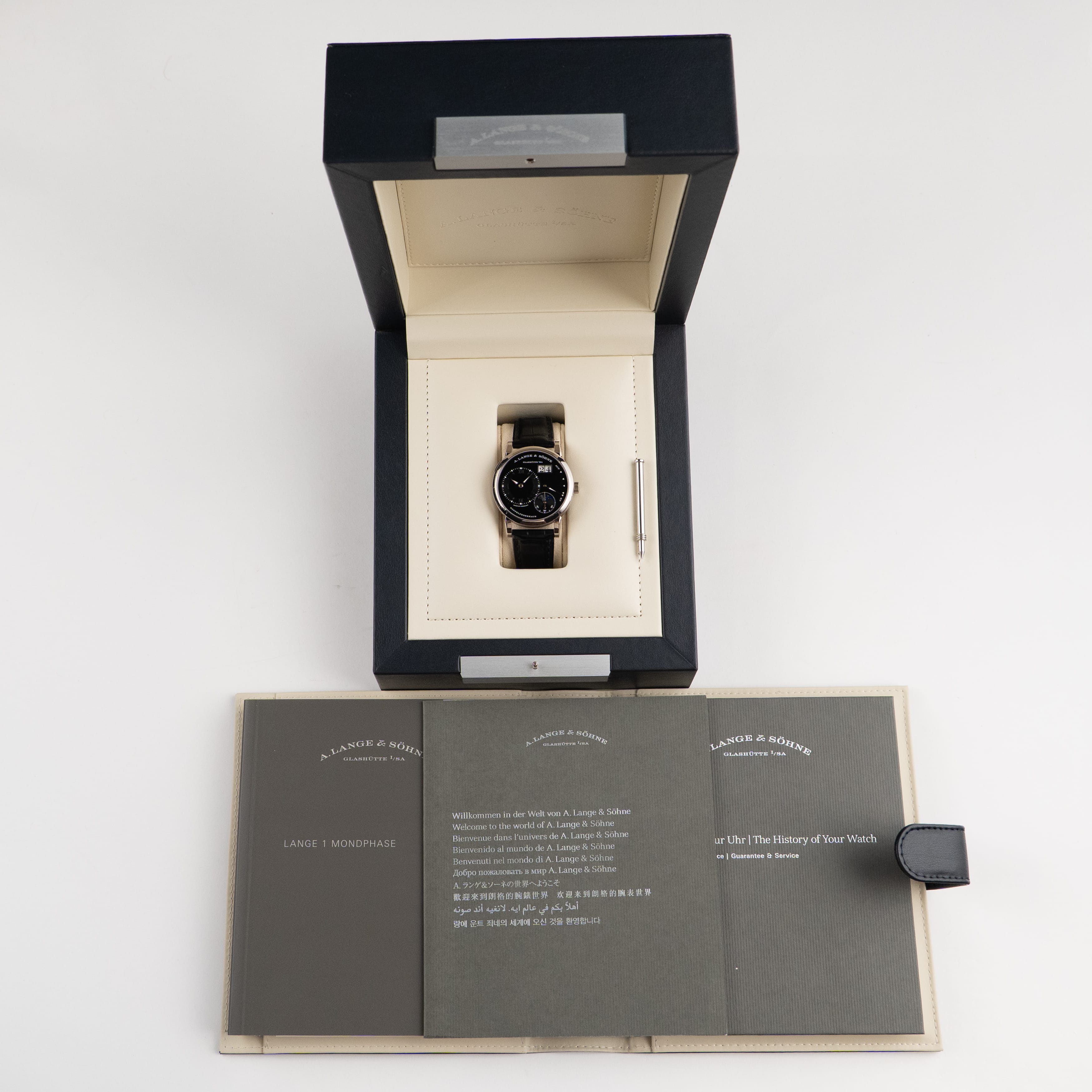 A. Lange & Söhne 192.029 Lange 1 Moon Phase White Gold Black Dial