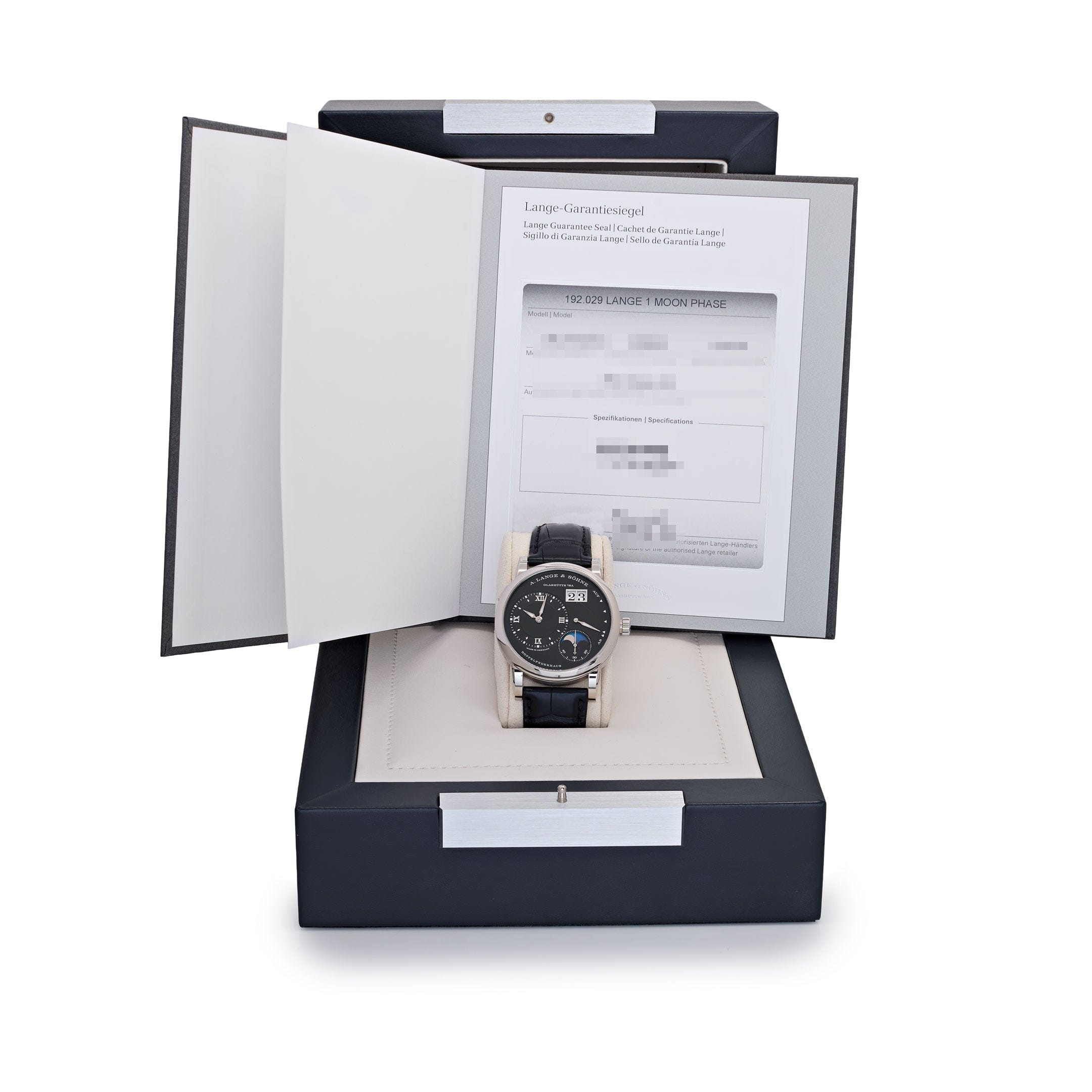 A. Lange & Söhne 192.029 Lange 1 Moon Phase White Gold Black Dial