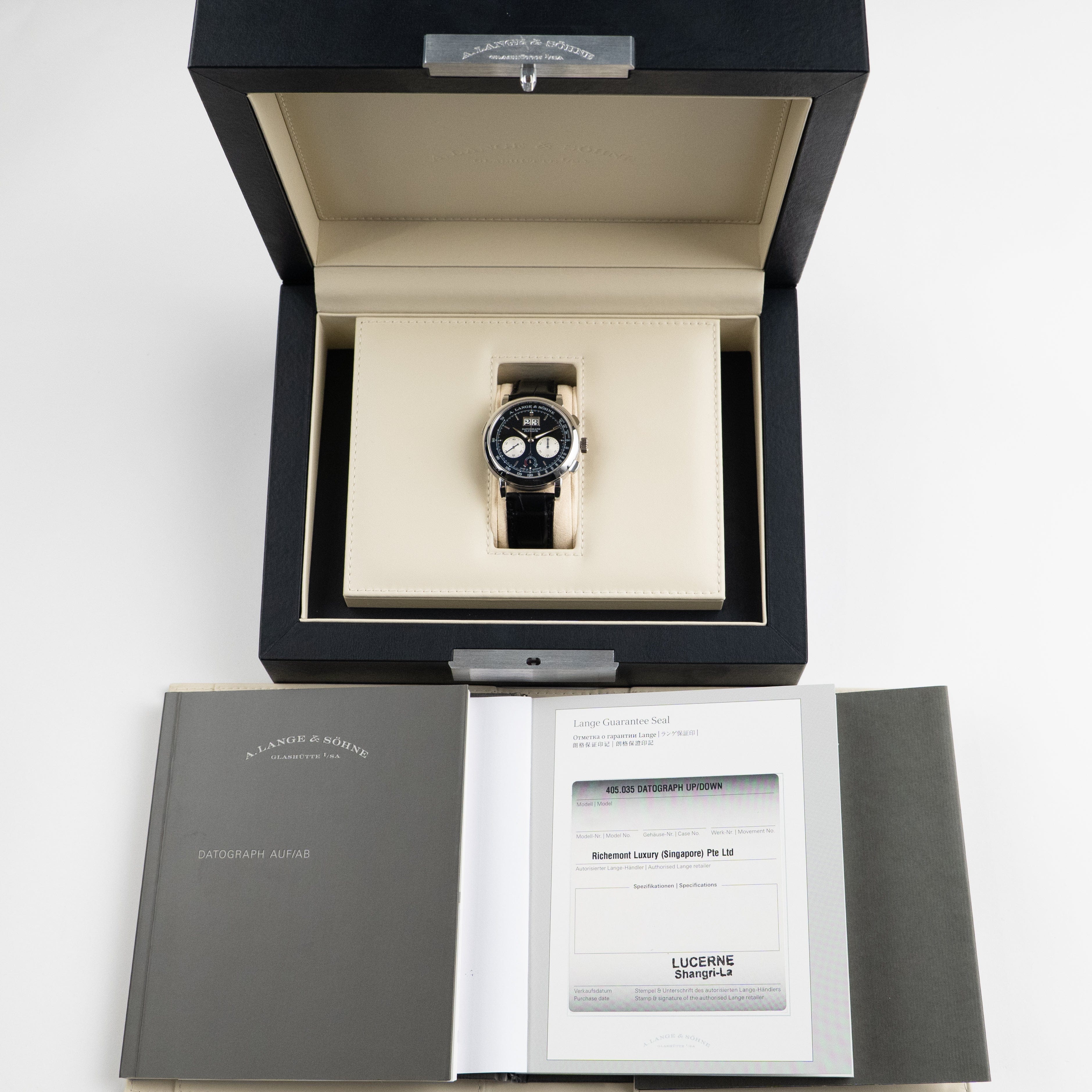 A. Lange & Söhne Datograph 405.035 Up/Down Platinum Black Dial