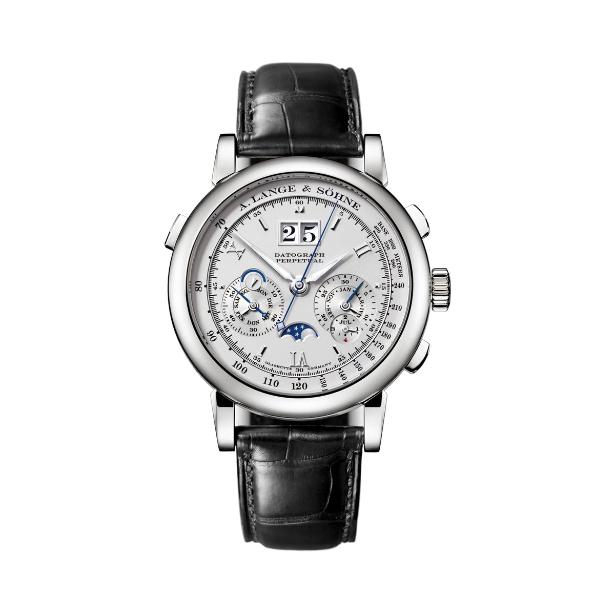 A. Lange & Söhne Saxonia Datograph Perpetual 410.025E Platinum Rhodium Dial Chronograph Moon Phase