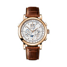 A. Lange & Söhne Saxonia Datograph Perpetual 410.032E Rose Gold Silver Dial Chronograph Moon Phase