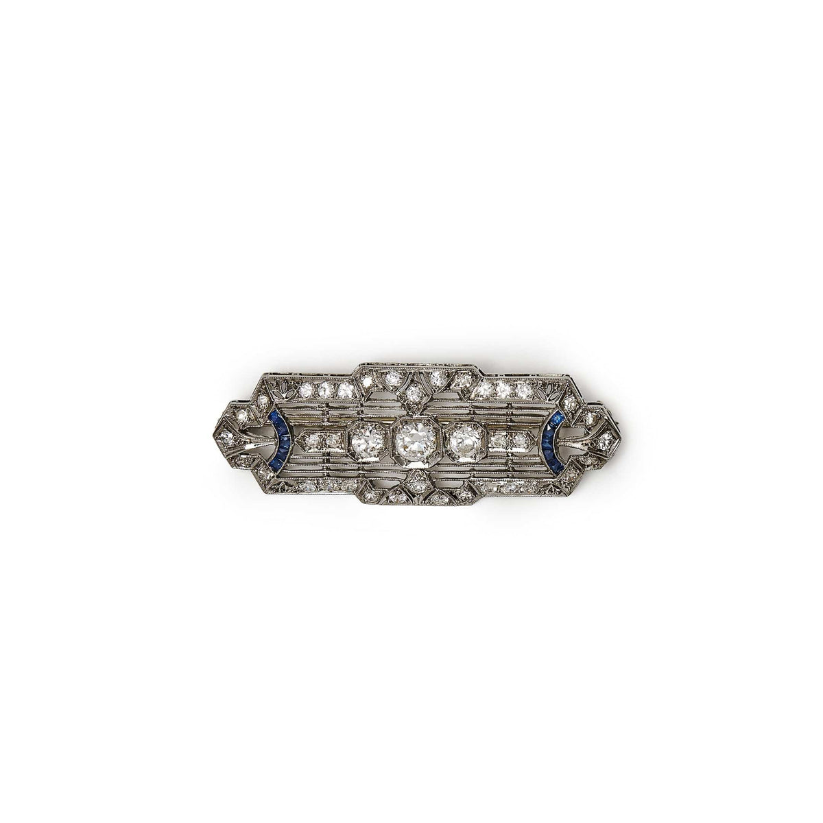 Sapphire and Diamond Art Deco Brooch