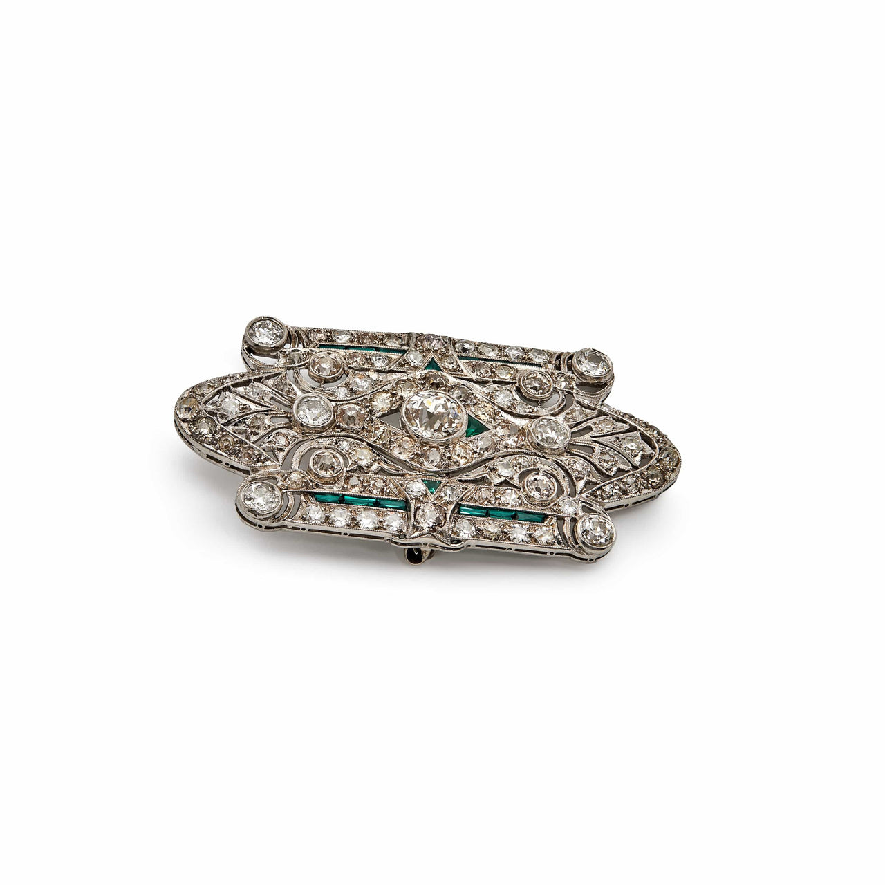 Antique Brooch Diamonds and Emeralds