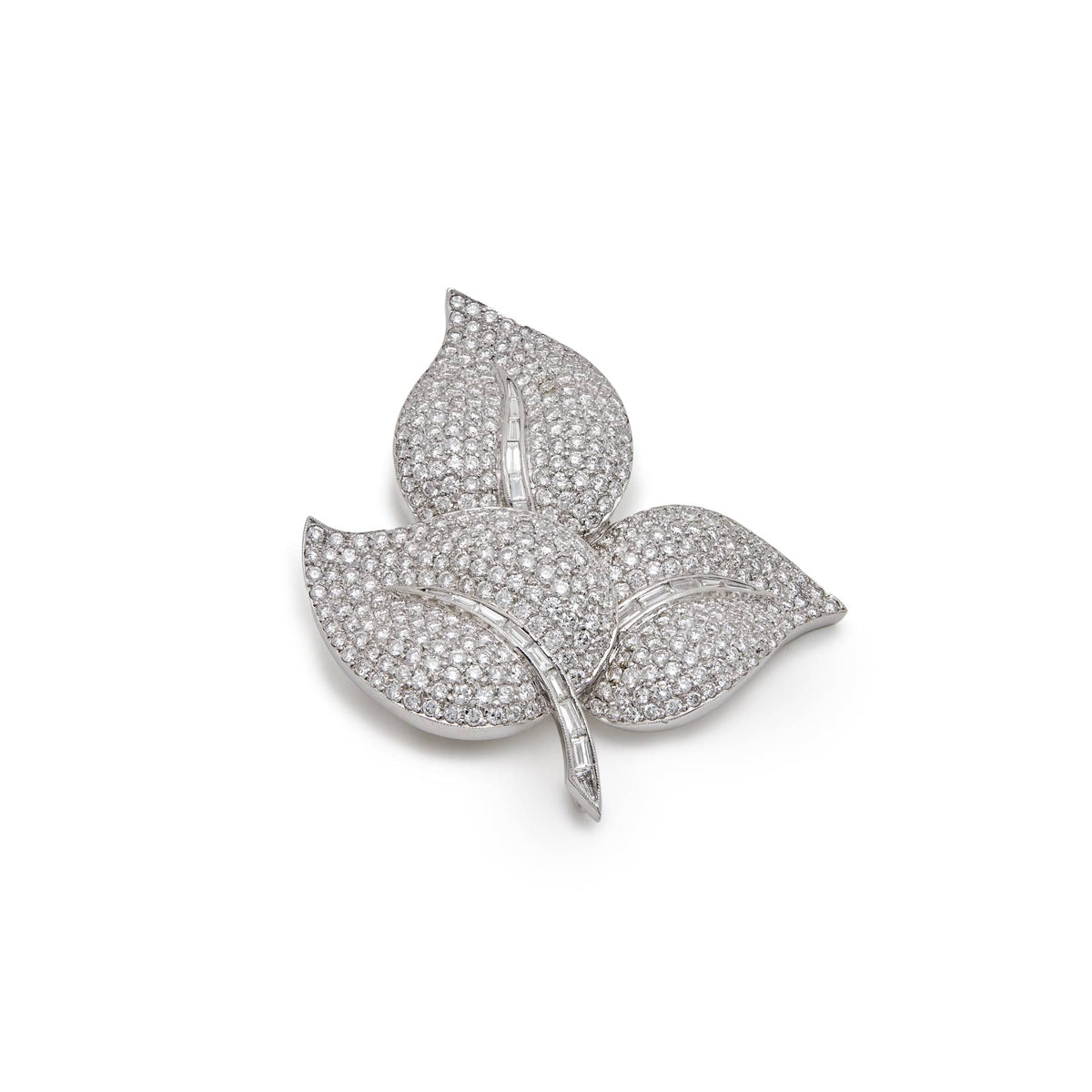 Diamond Leaf Vintage Brooch