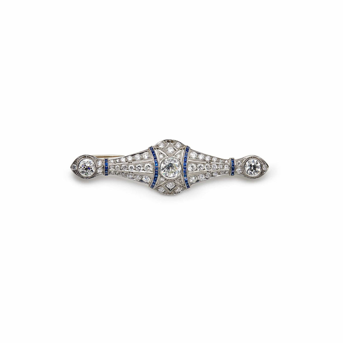 Antique Brooch Platinum, Diamonds, and Sapphires