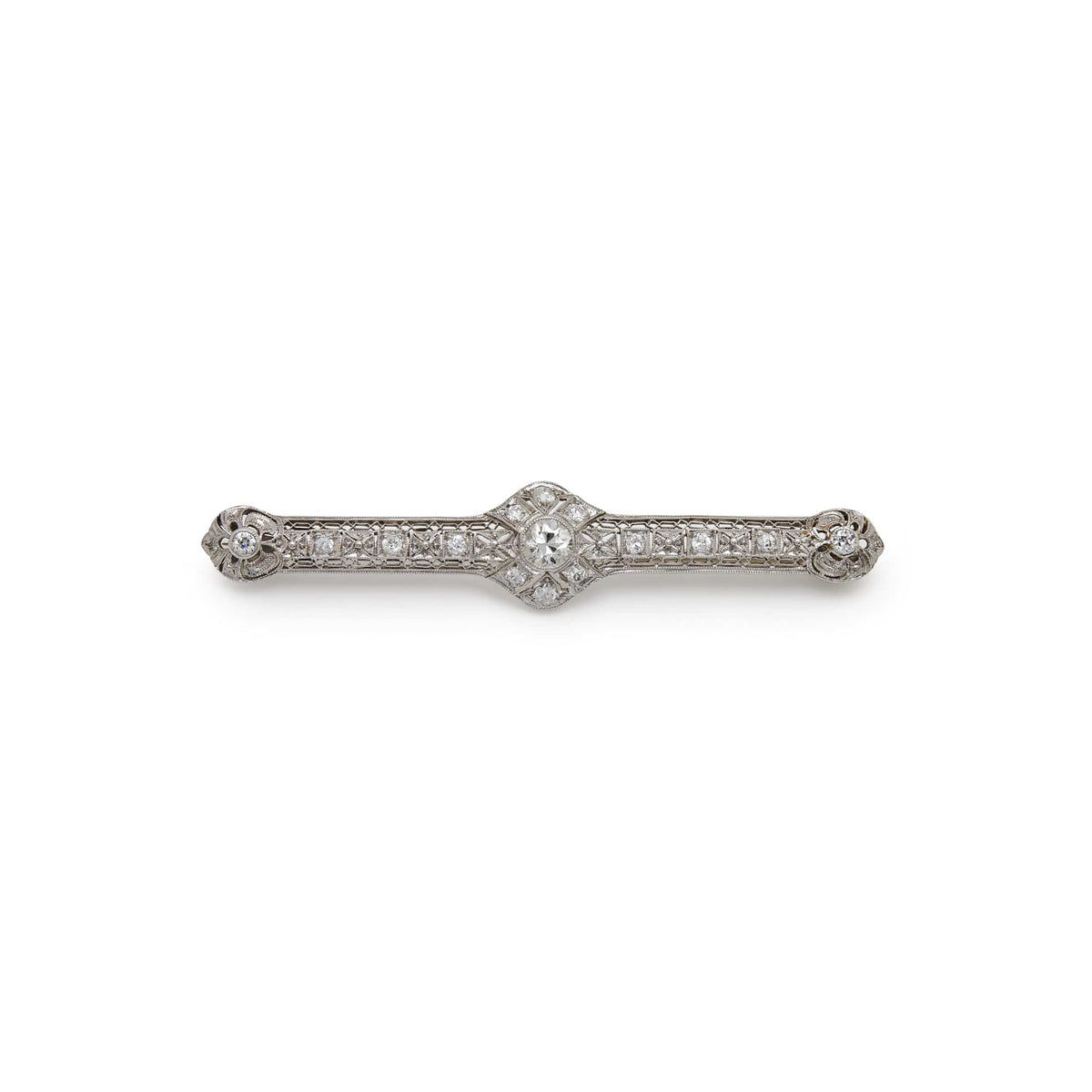 Antique White Gold and Diamond Pin
