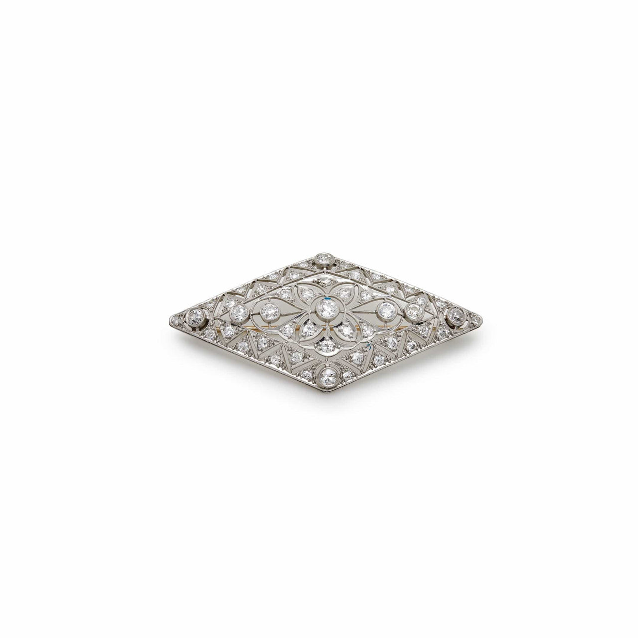 Antique Diamond Shape White Diamond Brooch