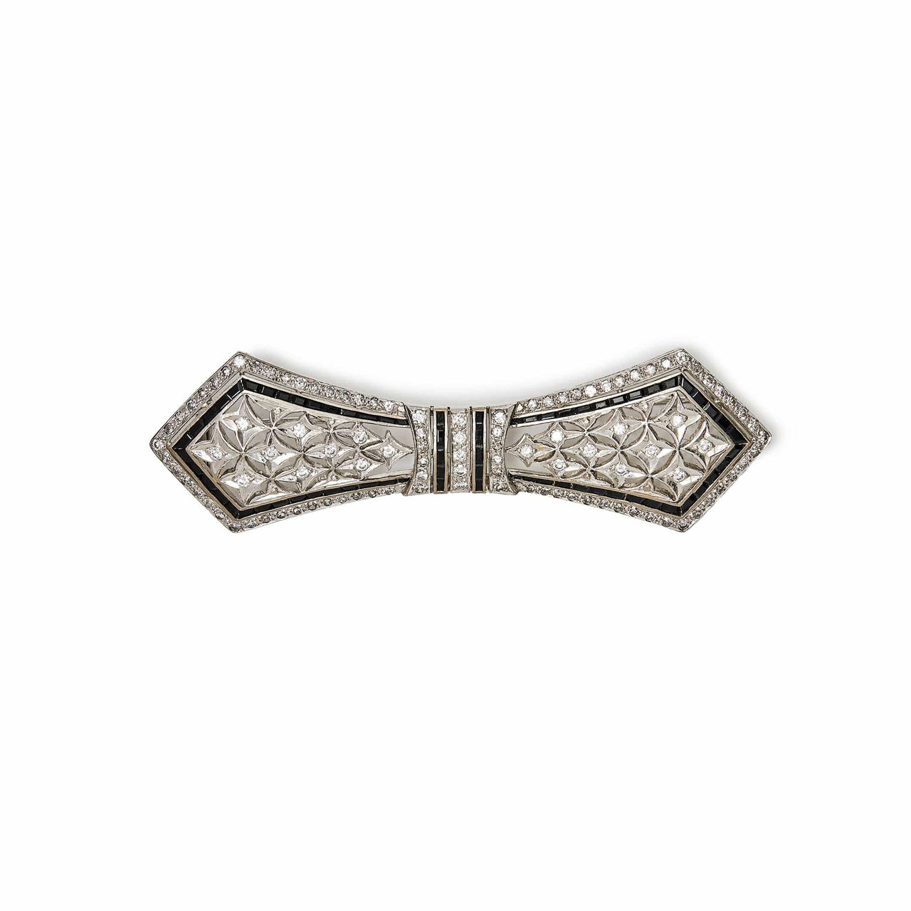 Antique White and Black Diamonds Brooch