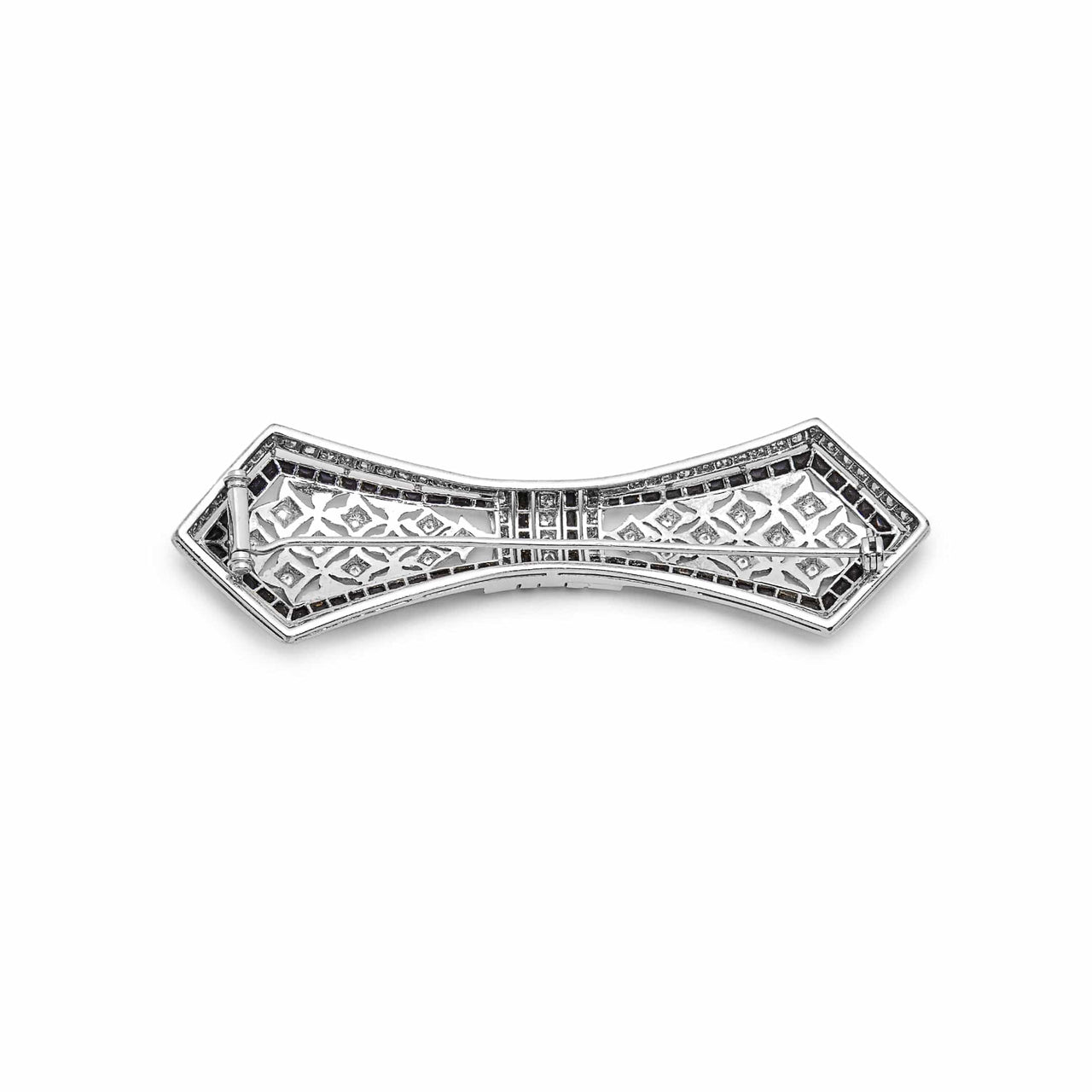 Antique White and Black Diamonds Brooch