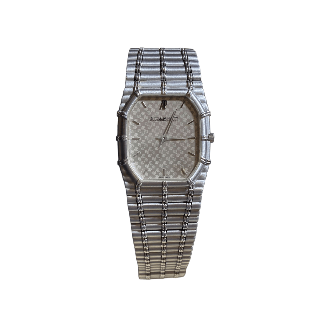 Audemars Piguet Bamboo 56214BC Vintage 'Ladies' White Gold Silver AP Monogram Dial Quartz