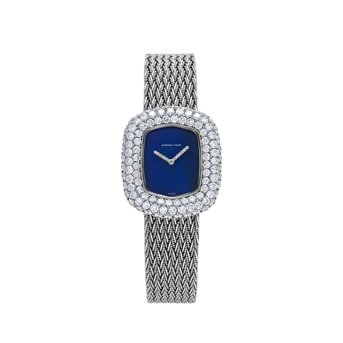 Audemars Piguet Cobra Vintage 'Ladies' White Gold Lapis Dial Diamond Hands Diamond Bezel