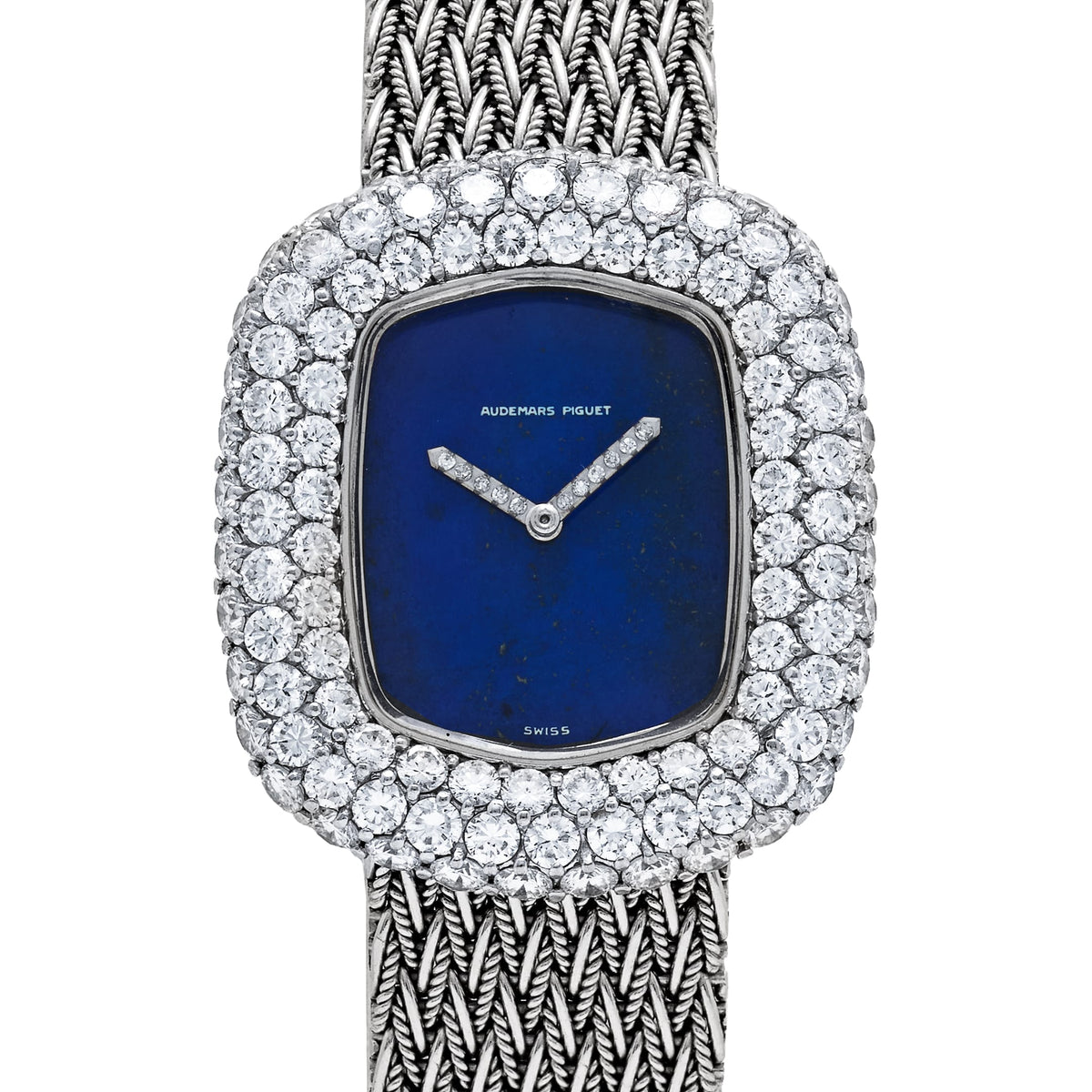 Audemars Piguet Cobra Vintage 'Ladies' White Gold Lapis Dial Diamond Hands Diamond Bezel