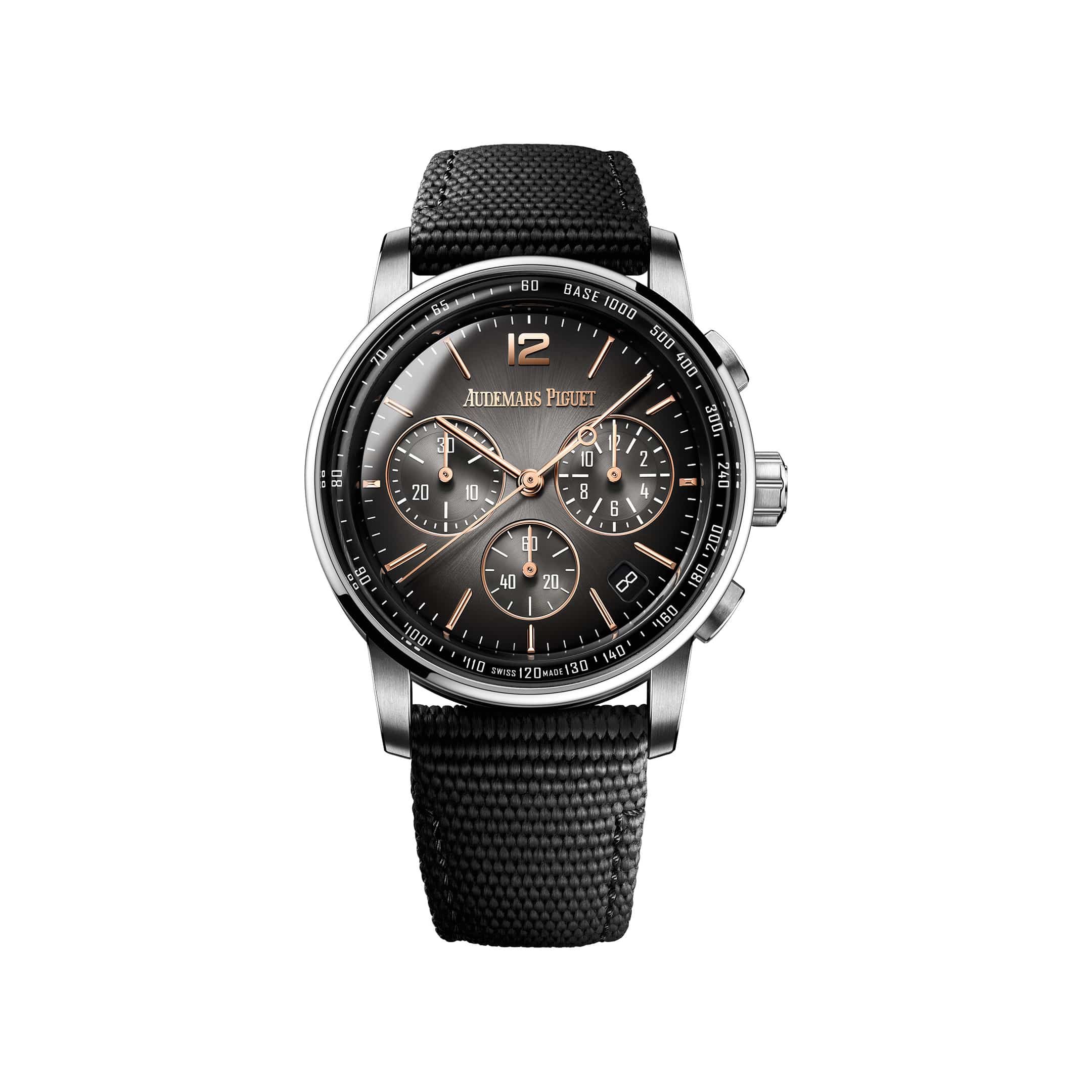 Audemars Piguet Code 11.59 26393CR.OO.A002KB.01 Flyback Chronograph Rose and White Gold Smoked Grey Dial
