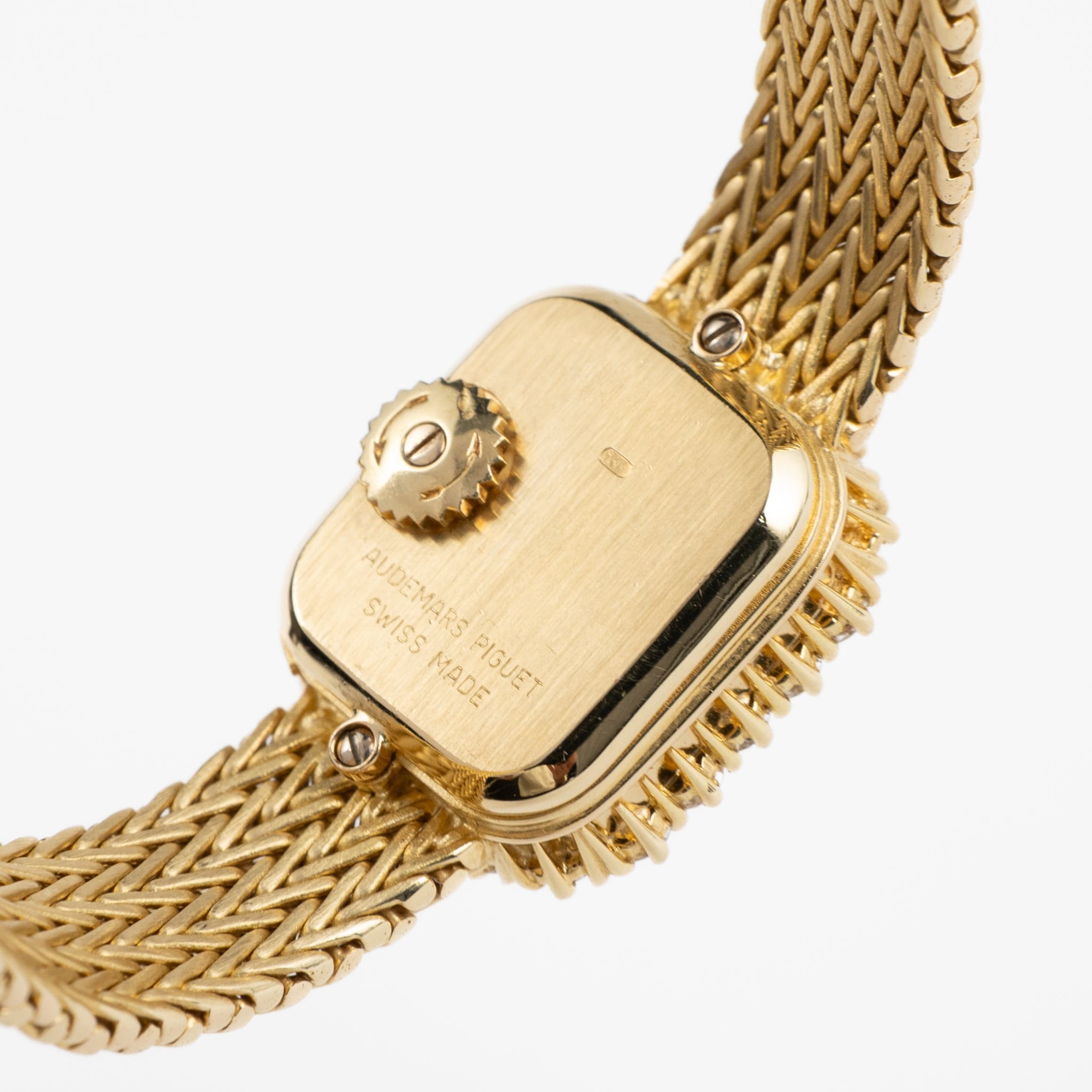 Audemars Piguet 'Ladies' Rectangle Watch Yellow Gold Champagne Diamond Dial Diamond Bezel