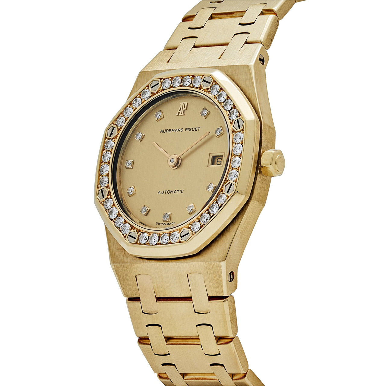 Audemars Piguet Royal Oak 14587/708BA Yellow Gold Champagne Diamond Bezel Diamond Dial