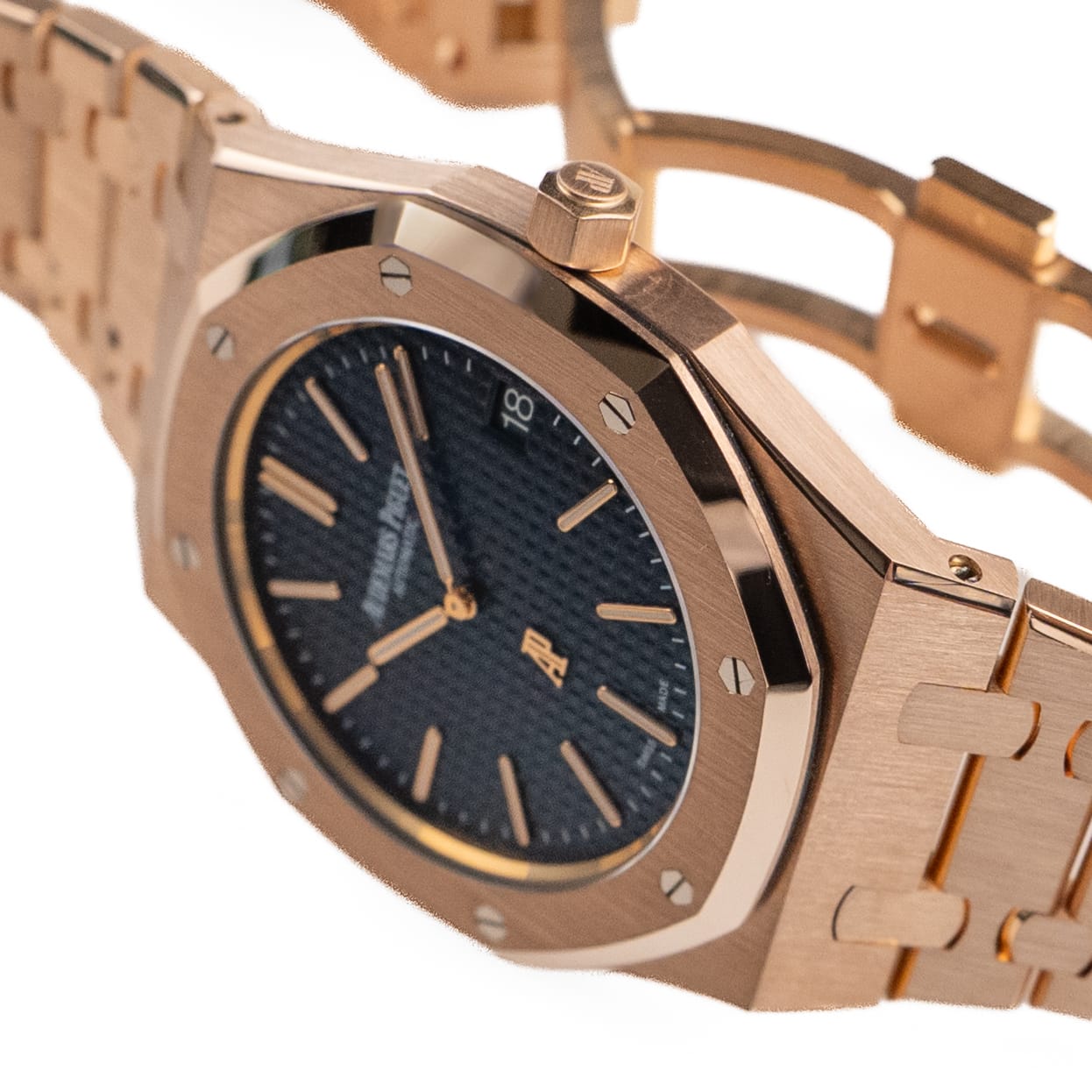 Audemars Piguet Royal Oak 15202OR.OO.1240OR.01 'Jumbo' Extra-Thin Rose Gold Blue Dial (2016)