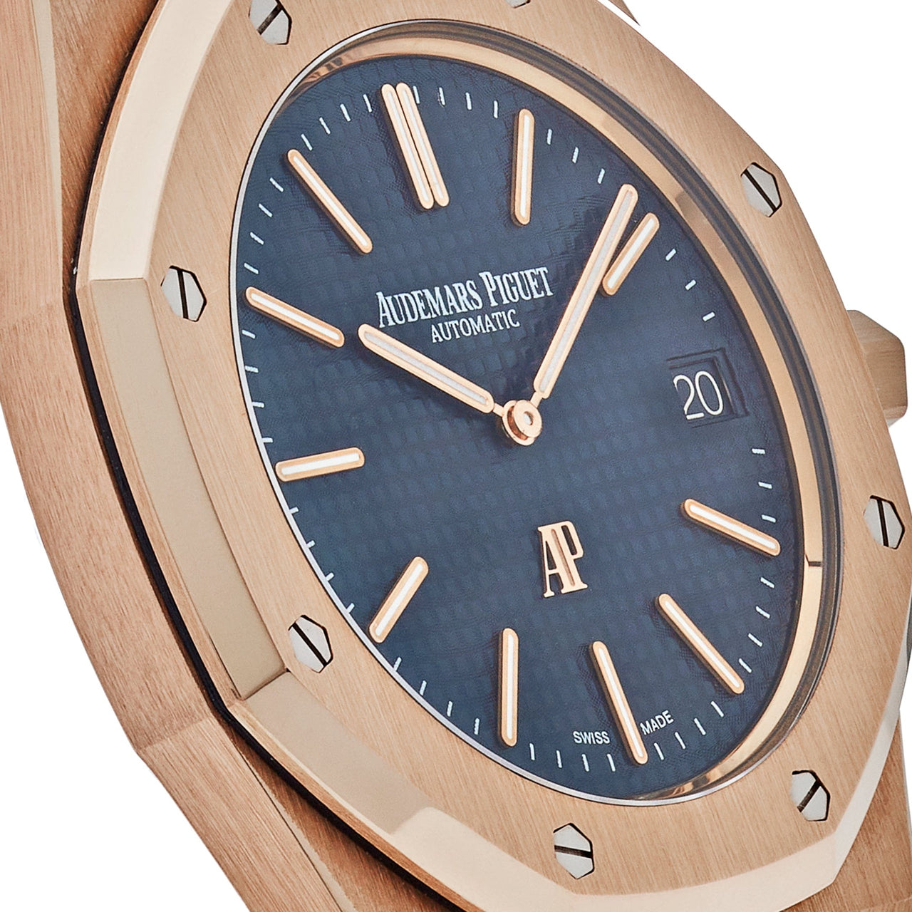 Luxury Watch Audemars Piguet Royal Oak 'Jumbo' Extra Thin 39mm Rose Gold Blue Dial 15202OR.OO.1240OR.01 Wrist Aficionado