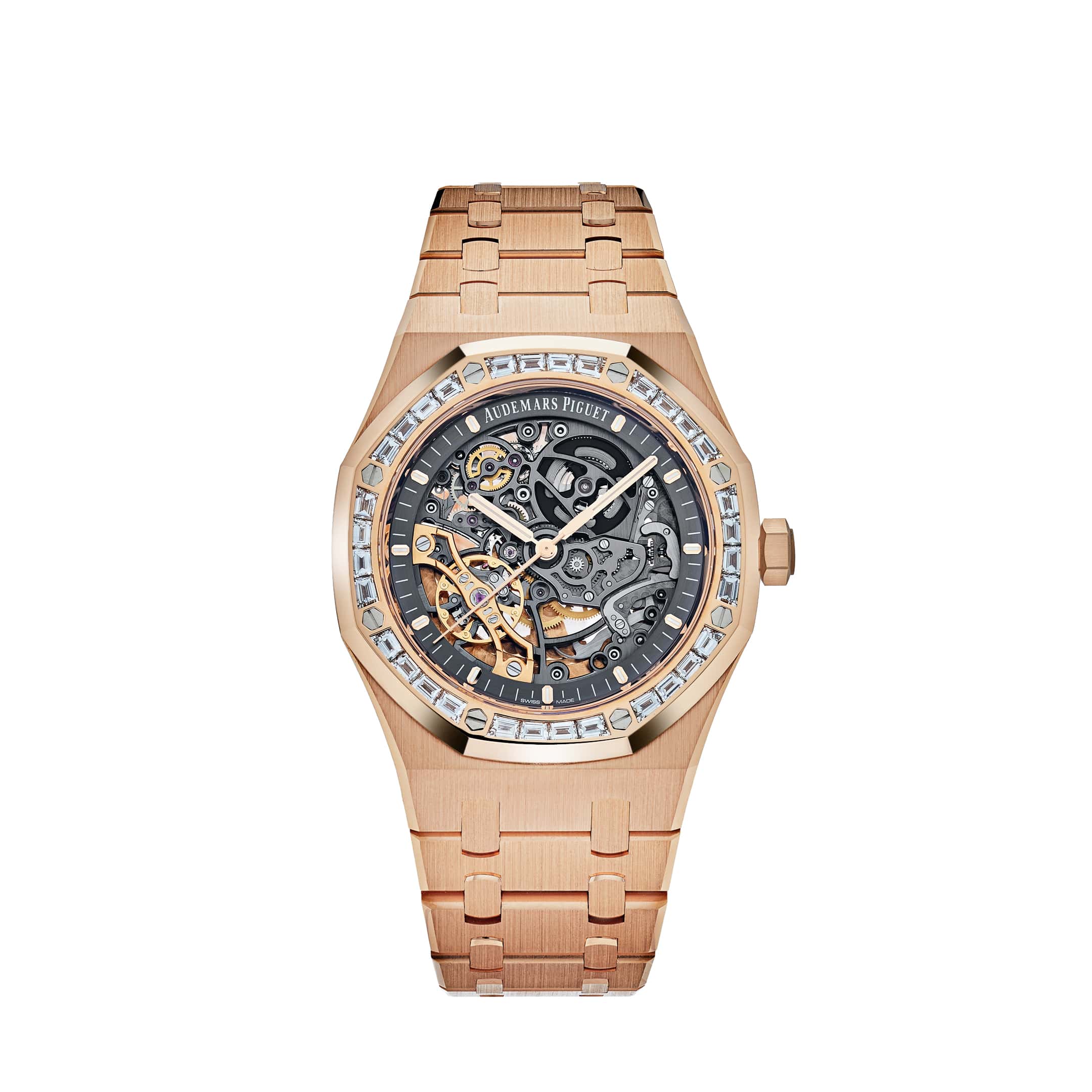 Audemars Piguet Royal Oak 15412OR.ZZ.1220OR.01 Double Balance Wheel Openworked Rose Gold Baguette Bezel (2021)