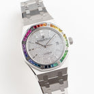 Audemars Piguet Royal Oak 15413BC.YY.1220BC.01 White Gold Rainbow Sapphires Bezel Diamond Dial Limited Edition of 10