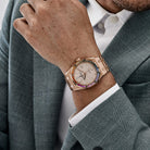 Audemars Piguet Royal Oak 15413OR.YY.1220OR.01 Rose Gold Rainbow Sapphires Bezel Diamond Dial