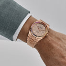 Audemars Piguet Royal Oak 15413OR.YY.1220OR.01 Rose Gold Rainbow Sapphires Bezel Diamond Dial