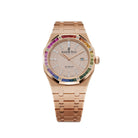 Audemars Piguet Royal Oak 15413OR.YY.1220OR.01 Rose Gold Rainbow Sapphires Bezel Diamond Dial