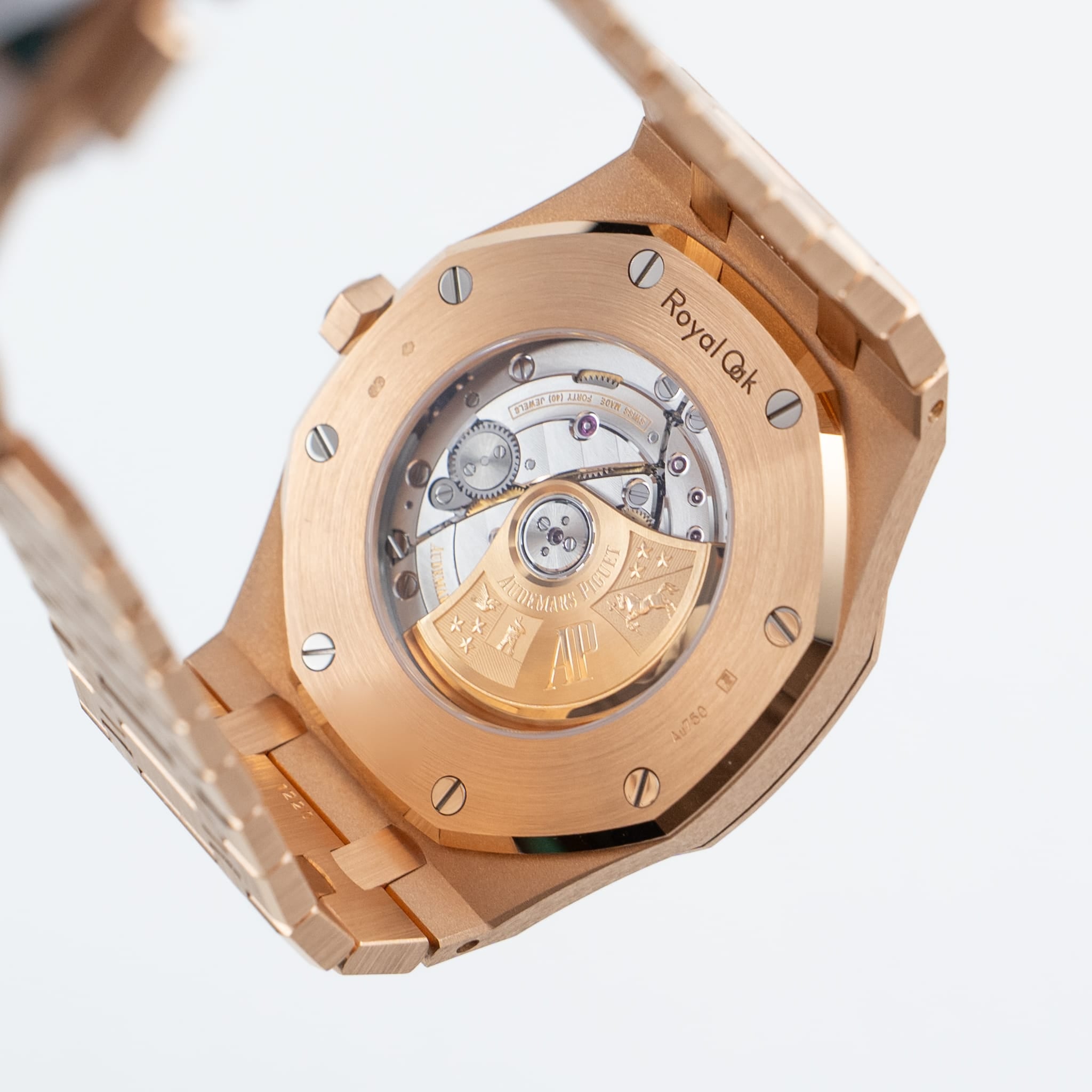 Audemars Piguet Royal Oak 15413OR.YY.1220OR.01 Rose Gold Rainbow Sapphires Bezel Diamond Dial
