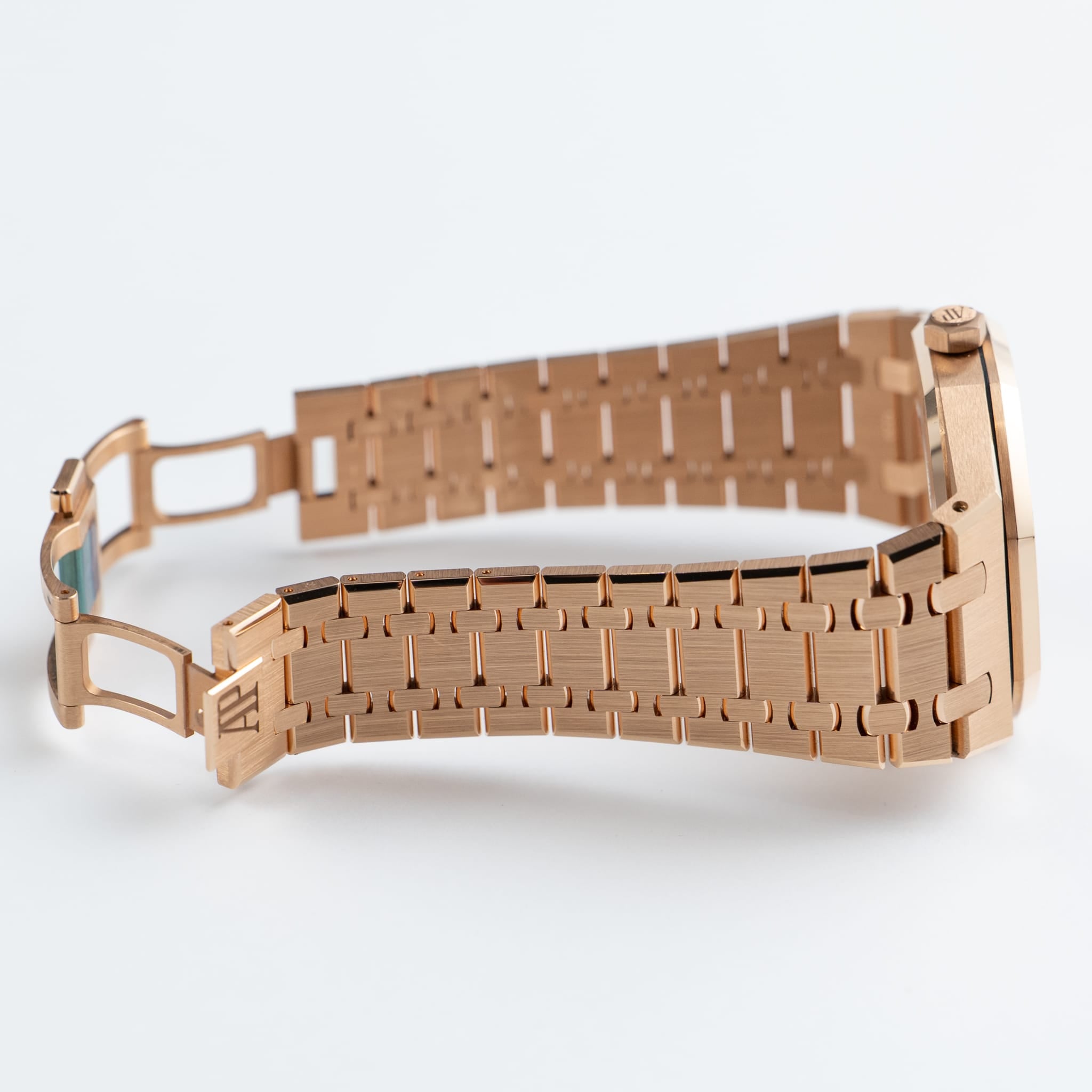 Audemars Piguet Royal Oak 15413OR.YY.1220OR.01 Rose Gold Rainbow Sapphires Bezel Diamond Dial