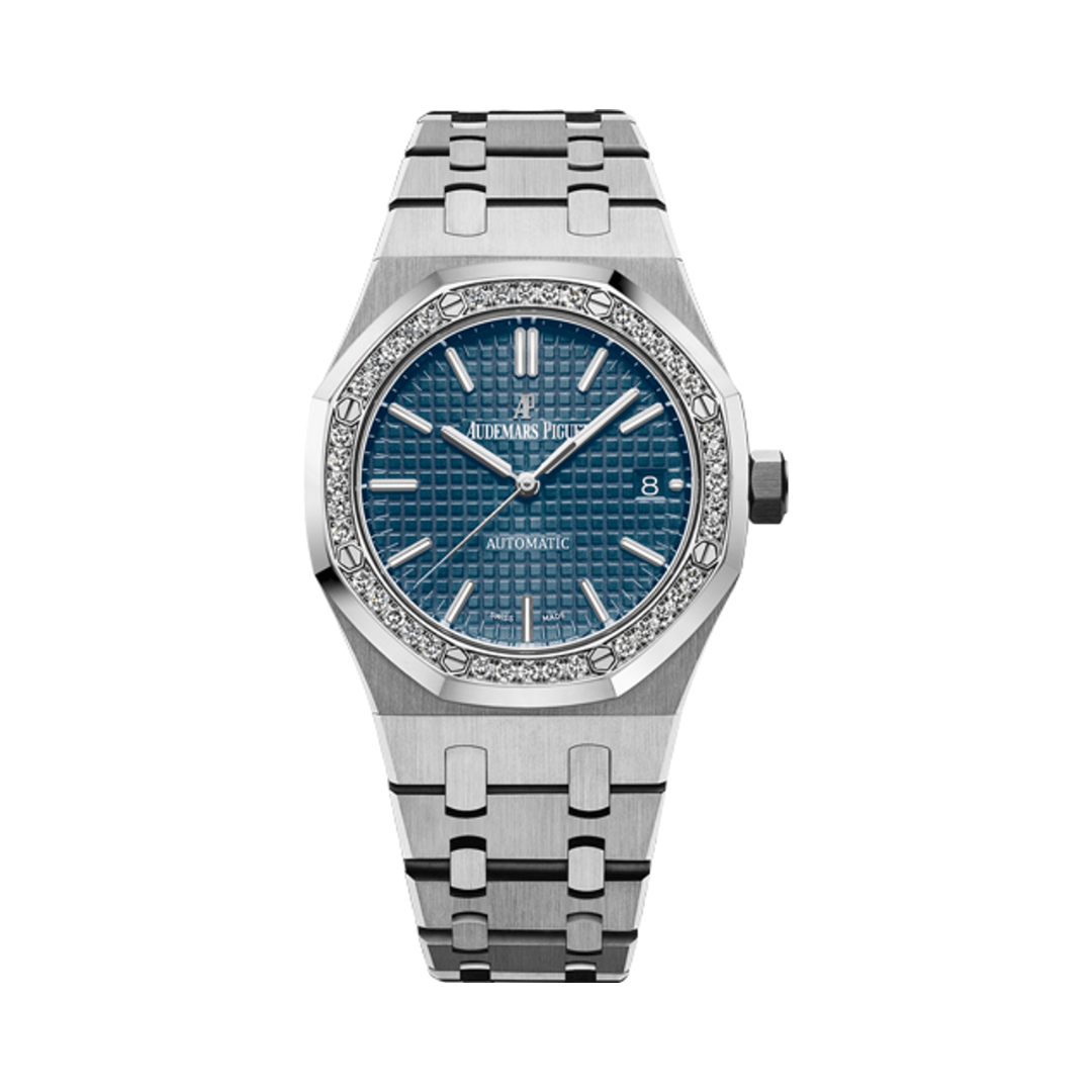 Luxury Watch Audemars Piguet Royal Oak 37mm Steel Blue Dial Diamond Bezel 15451ST.ZZ.1256ST.03 Wrist Aficionado