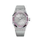 Audemars Piguet Royal Oak 15452BC.ZY.D007VE.01 'Ladies' White Gold Silver Dial Sapphire Ruby Bezel