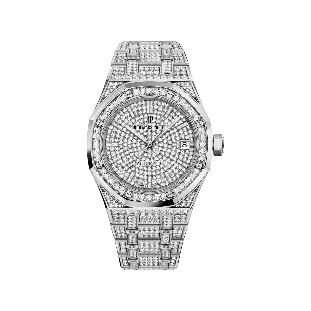 Audemars Piguet Royal Oak 15452BC.ZZ.1258BC.01 'Ladies' White Gold White Diamond Dial Diamond Bezel