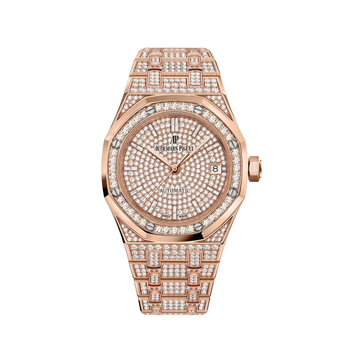 Audemars Piguet Royal Oak 15452OR.ZZ.1258OR.02 'Ladies' Rose Gold Diamond Dial Diamond Bezel
