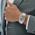 Audemars Piguet Royal Oak 15468BC.YG.1259BC.01-B Double Balance Wheel Frosted White Gold Rainbow Sapphires Bezel Openworked Dial