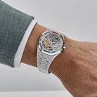 Audemars Piguet Royal Oak 15468BC.YG.1259BC.01-B Double Balance Wheel Frosted White Gold Rainbow Sapphires Bezel Openworked Dial