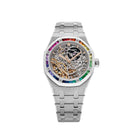 Audemars Piguet Royal Oak 15468BC.YG.1259BC.01-B Double Balance Wheel Frosted White Gold Rainbow Sapphires Bezel Openworked Dial
