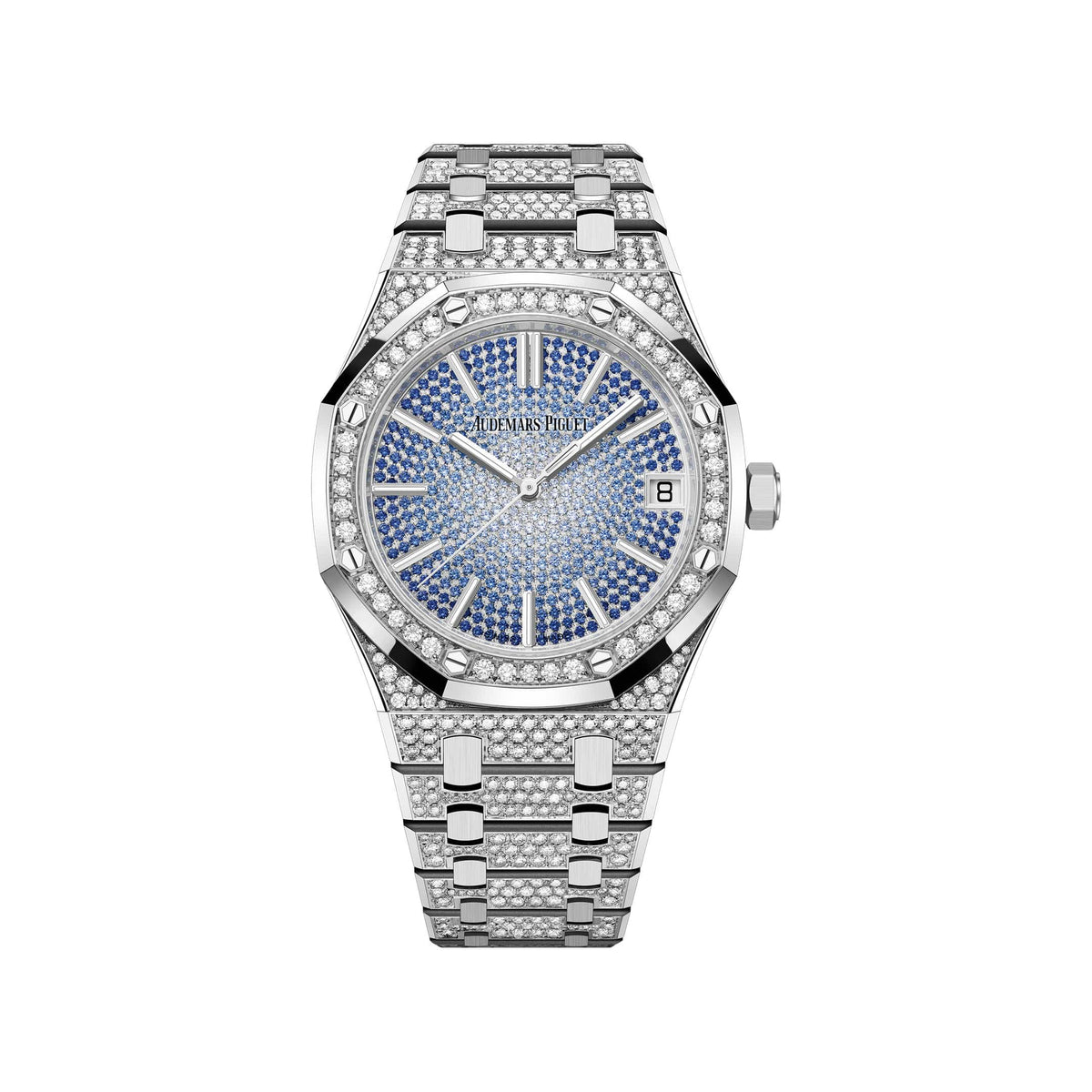 Audemars Piguet Royal Oak 15512BC.ZZ.1322BC.01 '50th Anniversary' White Gold Blue Diamond Sapphire Dial Diamond Bezel