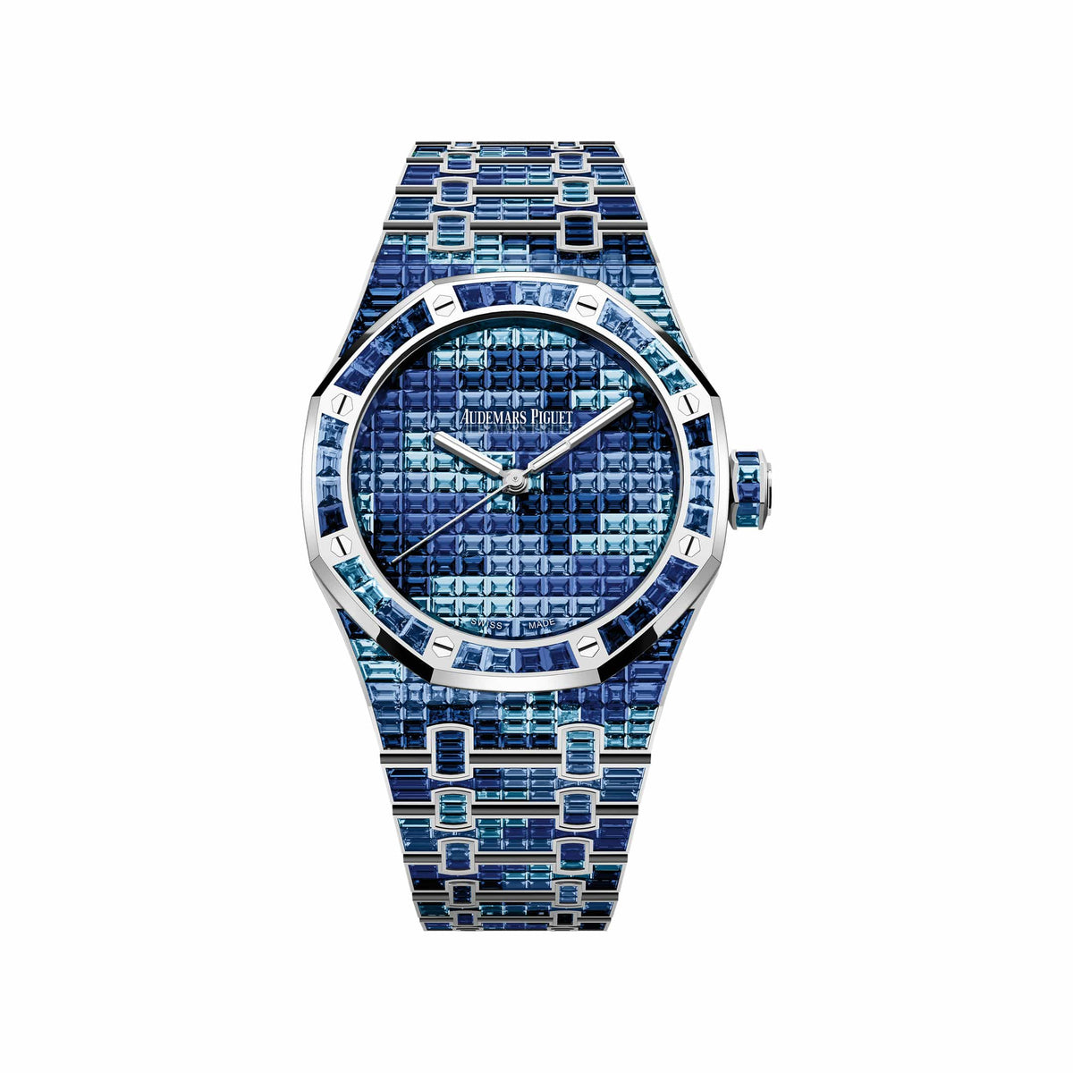 Audemars Piguet Royal Oak 15514BC.YY.1284BC.04 White Gold Blue Sapphire Topaz Dial