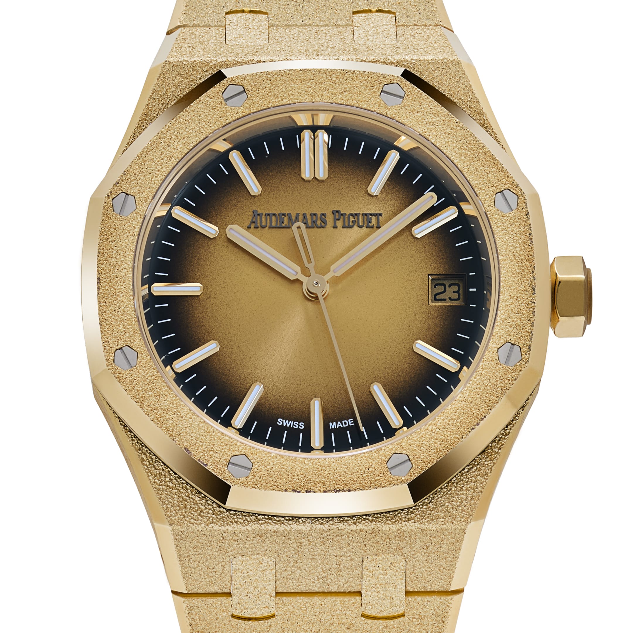 Audemars Piguet Royal Oak 15550BA.GG.1356BA.01 Frosted Yellow Gold Smoked Yellow Dial