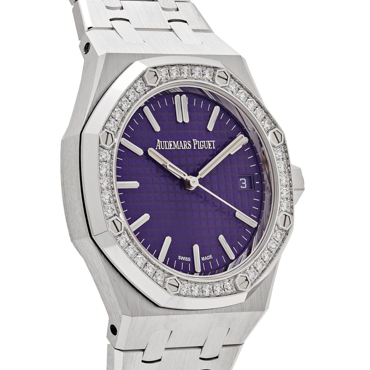 Audemars Piguet Royal Oak 15551BC.ZZ.1356BC.02 White Gold Purple Dial Diamond Bezel Special Edition (2023)